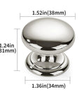 Two Pack One Half Inch Bifold Closet Door Knobs Polished Nickel Zinc Alloy Cabinet Handles with smooth finish and dimensions