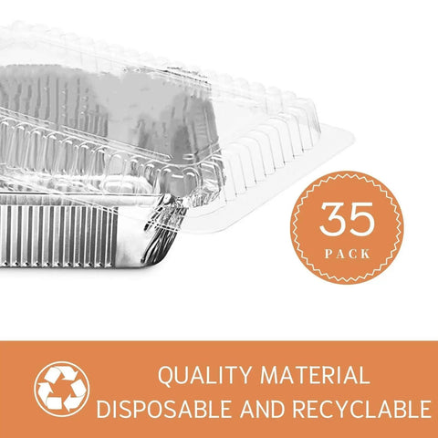 35 Pack 8x8 Aluminum Pans With Clear Lids Square Foil Pans For Baking Heating Storing And Meal Prep Durable Reinforced Rib Walls