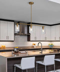 3 Light Kitchen Island Pendant Light Set For Farmhouse Vibe Dining Area With Clear Glass Shades Brushed Brass Modern Pendant Lights