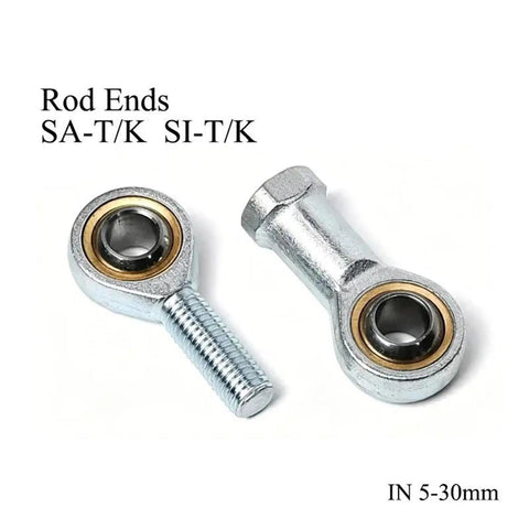 Top Shelf Fish Eye Rod End Bearing And Heim Rose Joint For Reliable Mechanical Linkage Built Solid With Heavy Duty Steel Construction Designed For Quick Swap Installation And Zero Maintenance Hassles Across Multiple Sizes. Close-up of steel rod ends with yellow seal, sized 5-30mm.
