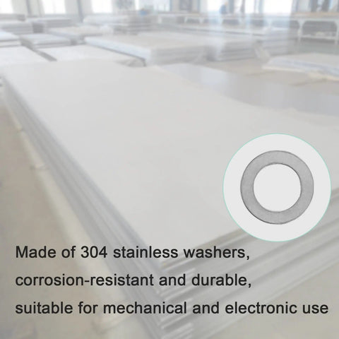 48 Pack M10 X 16 Millimeter 304 Stainless Steel Shim Washers And Precision Thin Spacers on display, showcasing corrosion-resistant material.