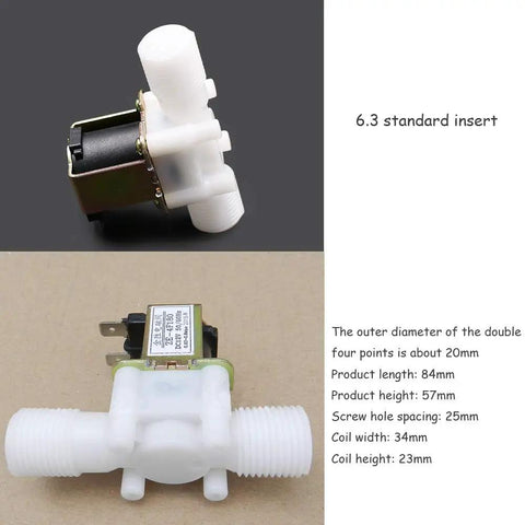 Two Pack Half Inch Thread Plastic Electric Solenoid Valve With Water Inlet Flow Switch Magnetic Normally Closed DC 12V 0.02 To 0.8 MPa All Plastic Body