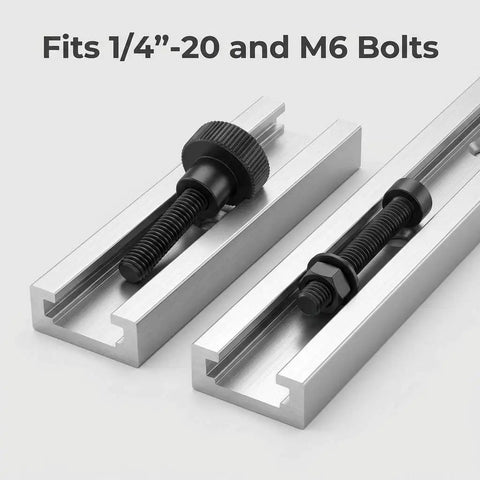 12 Inch T Track Kit Aluminum Double Track Set 4 Pack With Mounting Holes For Woodworking showcasing bolt compatibility