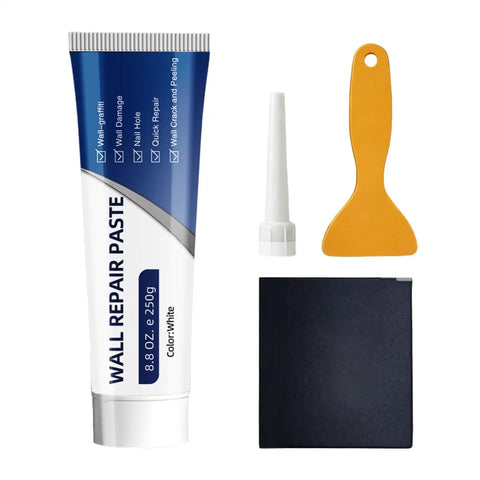 All In One Wall Repair Putty Kit For Drywall And Plasterboard Cracks And Holes No Fuss Easy Apply Paste With Scraper shown
