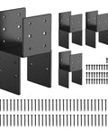 4 Pack Heavy Duty Post Brackets Tie In Beam Supports For 4x4 Posts To Beams High Carbon Steel Black Powder Coated Finish