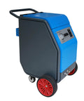 Portable Heavy Duty Dry Ice Blasting Machine for Auto Engine Degreasing and Garage Floor Decontamination with wheels.