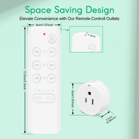 500Ft Wireless Wall Switch With Timer Plug For Three Outlets Countdown Remote Control Electrical Outlet Adapter dimensions and design overview.