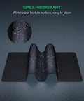 Water-resistant oversized gaming mouse pad desk mat 47.2 by 23.6 inches, non-slip ultra thick cloth surface, anti-fray edges.