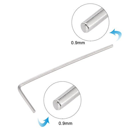 0.9mm Hex Key Wrench Set with 5 Pcs, L Shaped Allen Keys for Precise CRV Repairing Tool, Heat Treated Chrome Vanadium Steel, close-up view.