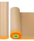 Adhesive Masking Paper Roll No Fuss 20 Inch by 50 Feet for Auto Body and Wall Masking, shown rolled and unrolled