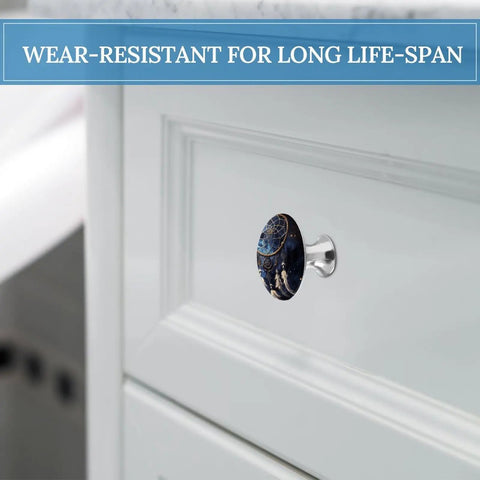 White Fantasy Dream Catcher Drawer Knobs 2 Pack 1.1 Inch Stainless Steel Cabinet Hardware shown on white drawer