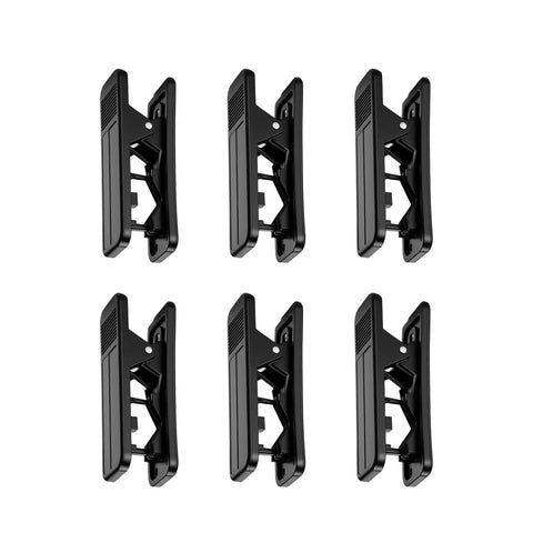 Set of 6 black plastic clips on white background for Heavy Duty Tubing Cutter For Nylon And PVC Hoses Replaceable Blade Screw