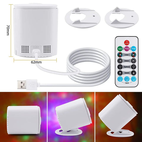 Sound Activated Laser Party Lights For DJs And Home Parties, RG Sunset Light Effect with USB, wall mount, and remote control