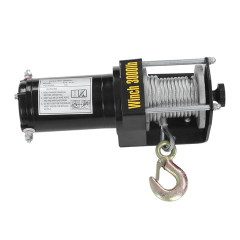 Heavy Duty 3000lb Electric Winch Kit With Steel Cable And Remote For Atv Utv Off Road Adventure Super Strong Copper Core Motor Terminal Gear Puller with steel cable and hook.
