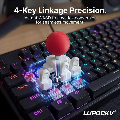 3D Printed Keyboard Joystick Adapter For WASD Four Key Linkage Creates Retro Arcade Vibe Over Your Keyboard Keys Built For Mini Fighting Controllers DIY Novelty Analog Button Attachment Yellow, 4-key on keyboard