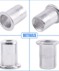 160 Piece Aluminum Alloy Flat Head Rivet Nut Kit M3 M4 M5 M6 M8 M10 Threaded Nutserts rivet nuts detailed view