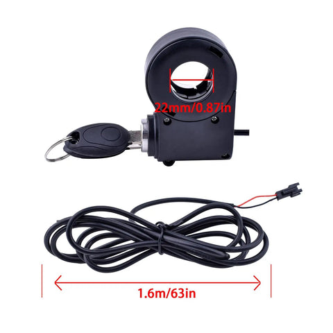 Bike And Electric Scooter Ignition Switch With Key for 12V to 96V Ebike Anti Theft Lock Replacement Two Key System Two Wire Setup Plug And Play Easy Install Durable High Security