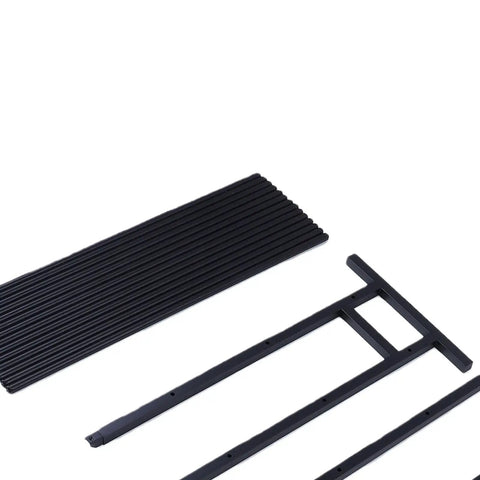Heavy Duty Metal 3D Printer Filament Rack 7 Tier Holds 84 Spools parts shown, sturdy black steel shelves and frame.