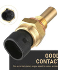 Direct Fit Premium Brass Coolant And Oil Temperature Sensor Straight Swap Setup showcasing the brass body and connector.