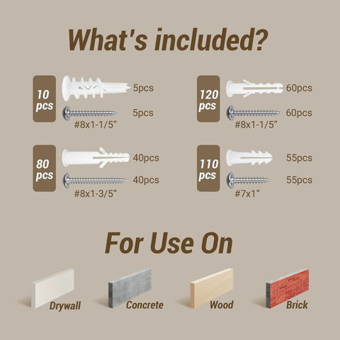 Heavy Duty Drywall Anchors Kit With Self Drilling Screws 80Lb Load Capacity 4 Sizes Ideal For Sheetrock Plaster Brick Concrete