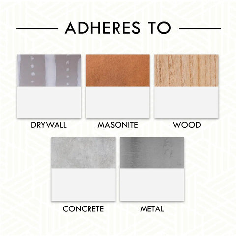 Specialty Dry Erase Brush-On Paint Kit White adheres to drywall, masonite, wood, concrete, and metal surfaces.