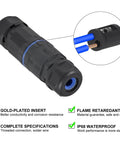 IP68 Waterproof 4 Pack Connectors For Outdoor Use 2 Way 2 Pin Junction Box Electrical Cable Connector 3.5-6.5mm Wire Range