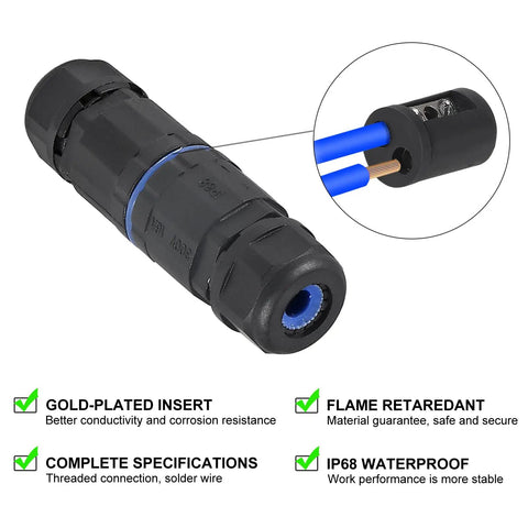 IP68 Waterproof 4 Pack Connectors For Outdoor Use 2 Way 2 Pin Junction Box Electrical Cable Connector 3.5-6.5mm Wire Range