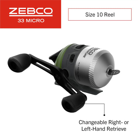Close-up of Pocket Sized Micro Adventure Spincast Rod And Reel Combo 36 Inch Telescopic Ultra Light with silver size 10 reel.