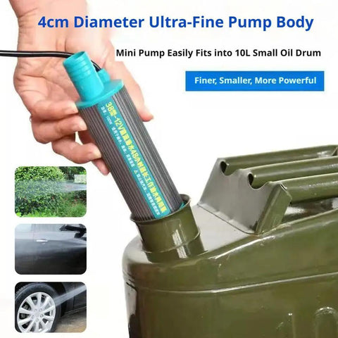 Badass Mini Submersible Sump Pump For Reliable Fluid Transfers And 12 Volt DC Output with 4cm diameter fits into small oil drum