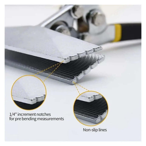 Heavy Duty Sheet Metal Bending Pliers With Wide And Straight Jaws 80Mm Opening Manual Seam Pliers focusing on notch details