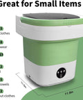 Slick Portable Washing Machine With Dependable Spin Basket, Foldable Mini Washer For Apartment Or College Dorm, Three Cycle Deep Clean Collapsible Laundry Tub In Green, dimensions 12.9 x 11.9 inches
