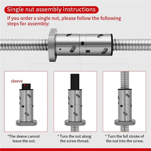 Double Nut Ballscrew For CNC Machines And 3D Printers 250 To 2000 Mm End Machined Cold Rolled 650 Mm For Ultra Smooth Low Friction Linear Motion And High Precision, assembly guide