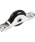 Heavy Duty 29Mm Black Nylon Single Track Roller For Sliding Doors And Windows Featuring Silky Smooth Operation Durable Stainless Core And Quick Install Comes With Two Pieces, showing a close-up of the black nylon wheel and stainless steel mount.