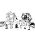 Custom CNC Machining Parts For Aluminum And Stainless Steel Fabrication with various nonstandard components on display