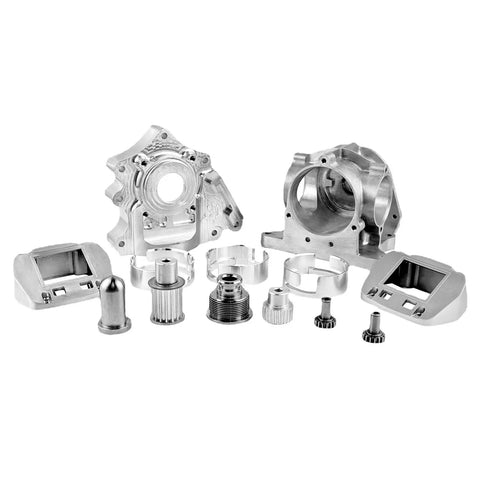 Custom CNC Machining Parts For Aluminum And Stainless Steel Fabrication with various nonstandard components on display