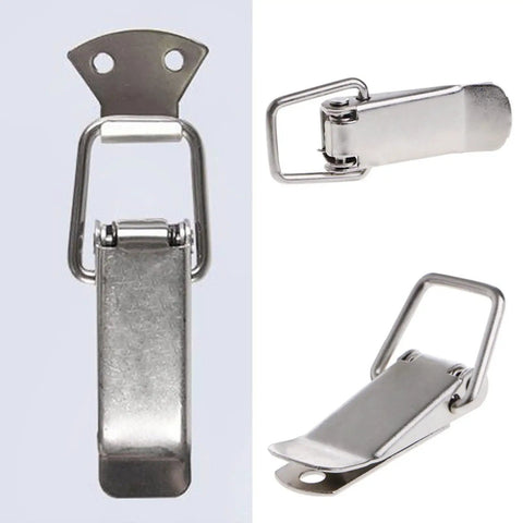 Spring Loaded Toggle Hasp Latch for Cabinets and Storage Boxes with Rock Solid Anti Rust Build showing multiple angles and details.