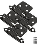 Heavy Duty Cabinet Hinges 8 Pack With Slick Self Closing Action And Surefire Half Inch Overlay Setup For No Fuss Kitchen Remodels In Solid Satin Black Steel.