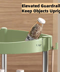 Two Tier 360 Degree Rotating Lazy Susan Spice Rack Organizer with guard rails, visible spice bottle elevated in rack.