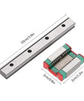 Tiny But Mighty Linear Rail Kit With Mini Bearing Block For Small Equipment And Precision Measuring Machines displayed with dimensions.