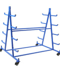 Straight Up Heavy Duty Five Tier Lumber Rack, Mobile Cantilever Pipe Shelf With Rolling Brakes, 5-tier blue steel storage cart.