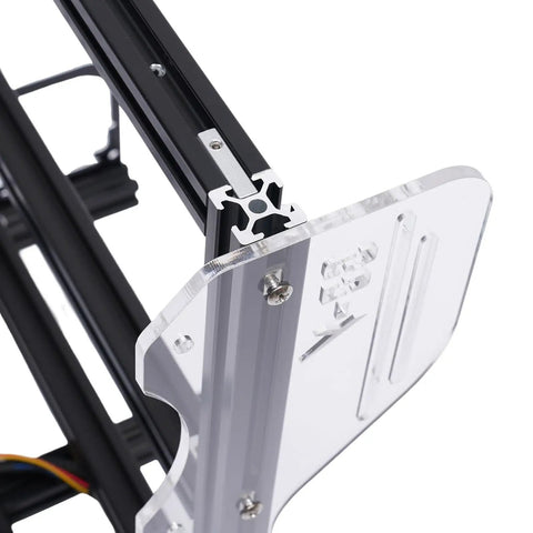 Close-up of Open Air PC Case Frame For DIY Builds, Vertical Test Bench Chassis Rack For ITX ATX MATX Motherboards, black metal and acrylic design.