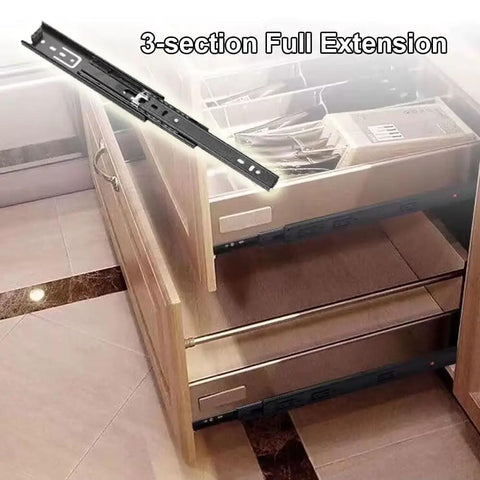 Soft Close Drawer Slides 6 To 40 Inch Side Mount Rails Black Full Extension 3 Section Ball Bearing Runners with drawer