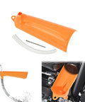 Spill Free Primary Oil Fill Funnel Kit With Oil Filter Wrench, 4 Piece Orange Set showing funnel and components.