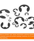 200 Pcs E Clip Circlip External Retaining Rings Kit With Ten Sizes M1 5 To M10 In 65Mn Carbon Steel Snap Rings
