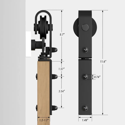 60 Inch Bi Folding Sliding Barn Door Hardware Kit With 5 Foot Beefy Heavy Duty Track And Roller System dimensions diagram