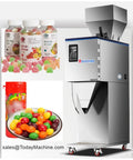 Heavy Duty Ground Coffee Weigh And Fill Machine Featuring Smooth Vibrating Feed Hopper Designed To Make Commercial Bagging A Straight Up Breeze For Local Roasters Seeking Foolproof Automation Daily with colorful candy jars.