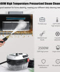 Portable Handheld Steam Cleaner Pressurized Steam Cleaning Machine Red High Temp 221F 3Bar 10s Quick Heat 6 Speed Settings 3 Brush Heads Nuke Grease And Grime Kitchen Bathroom Walls Heavy Duty Beast Mode Steam Blaster in use on a greasy stove.
