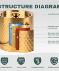 Gold Double Wall Insulated Ice Bucket With Lid And Scoop Keeps Drinks Frosty All Night Long Backyard Bash Essential Heavy Duty Stainless Steel Design Squad Approved structure diagram showing inner layer insulation and sealed lid.