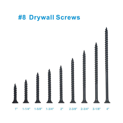 Absolute Job Site Grinders Number Eight X Two Inch Drywall And Wood Screws With Rugged Coarse Threads Phillips Head Drive self-tapping screws lineup