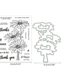 Cute Chamomile Silicone Clear Stamp And Die Set including carbon steel dies and TPR stamp seal for card making and scrapbooking.